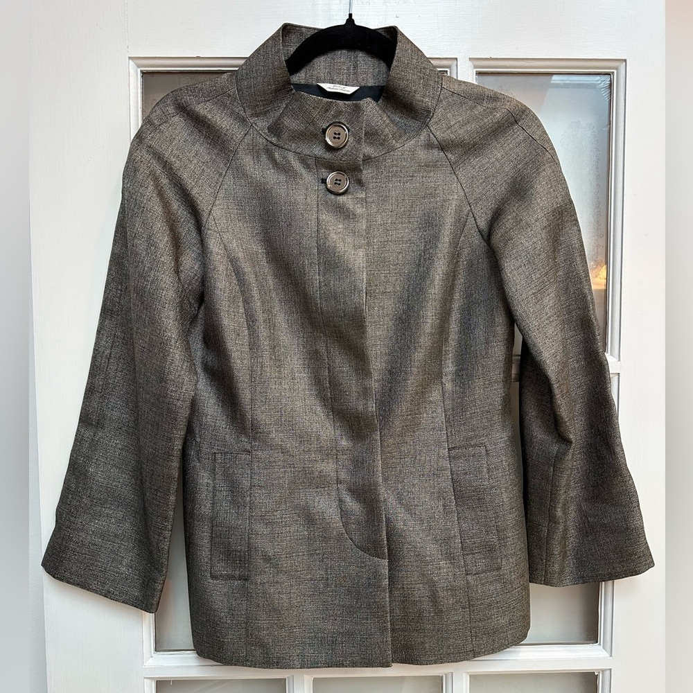 Talbots Collection Italian Fabric Wool Overcoat Shimmer Blazer Jacket Size 2P